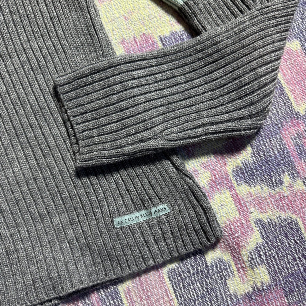Vintage 90s Calvin Klein Womens Ribbed Turtleneck Sweater Long Sleeve in Gray - Picture 10 of 15